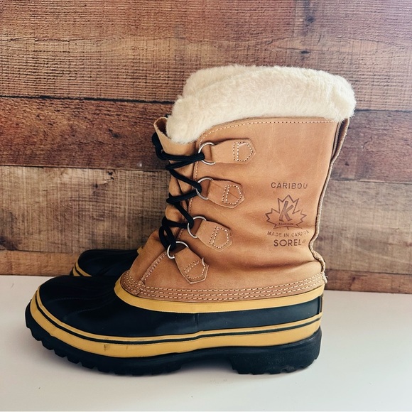 Sorel Caribou Waterproof Winter Boots - Tan and Black - Picture 2 of 9